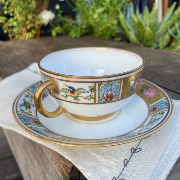 Antique U.C. Limoges France Double Handled Bouillon Cup & Saucer Vintage - Picture 10 of 16